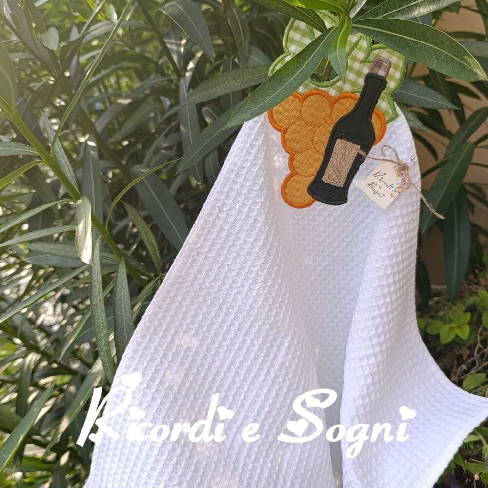 Uva Dorata - Asciugapiatti con Appendino in Appliquè - immagine 2