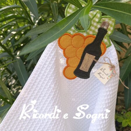 Uva Dorata - Asciugapiatti con Appendino in Appliquè