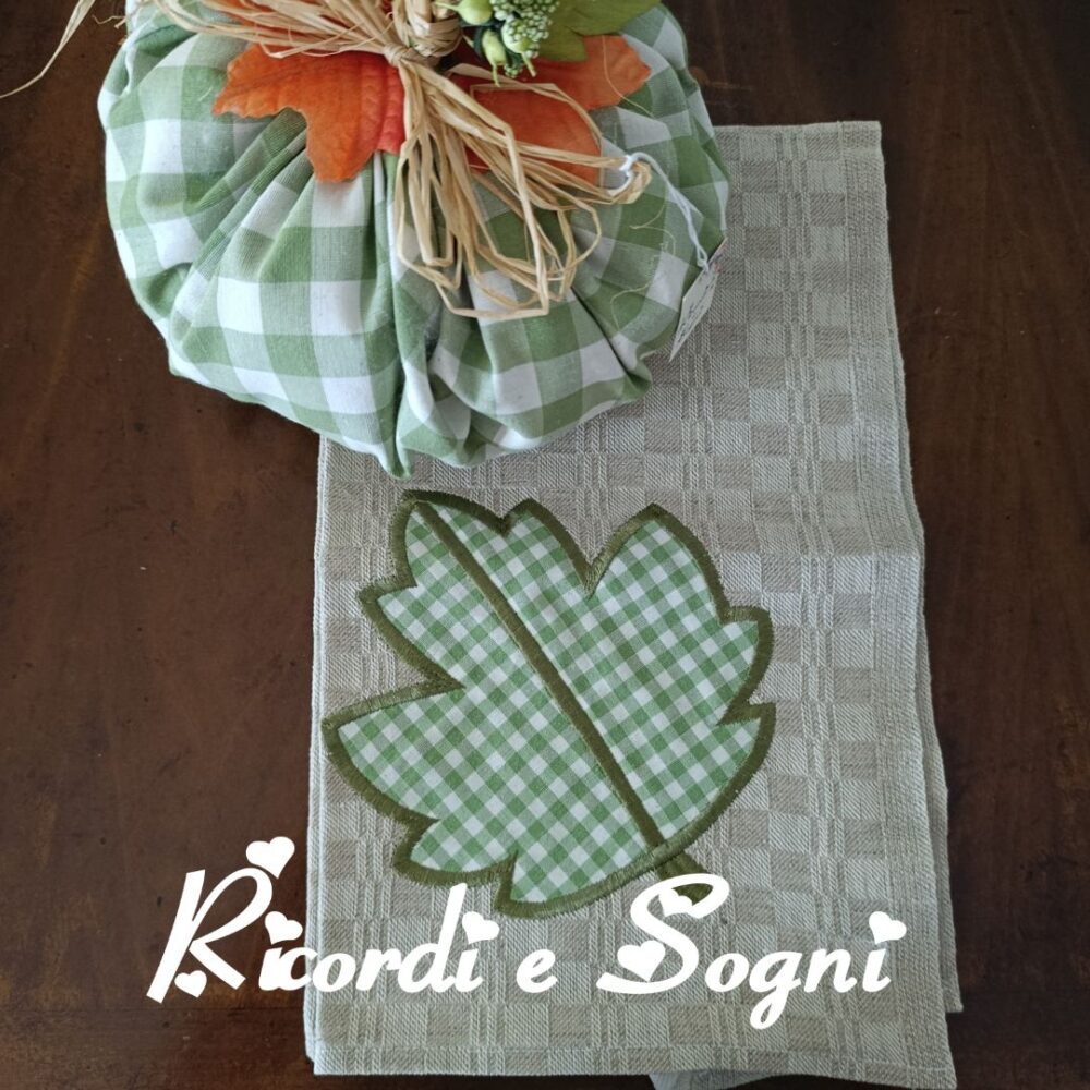 Asciugapiatti in Appliquè – Foglia Nocciola - immagine 5