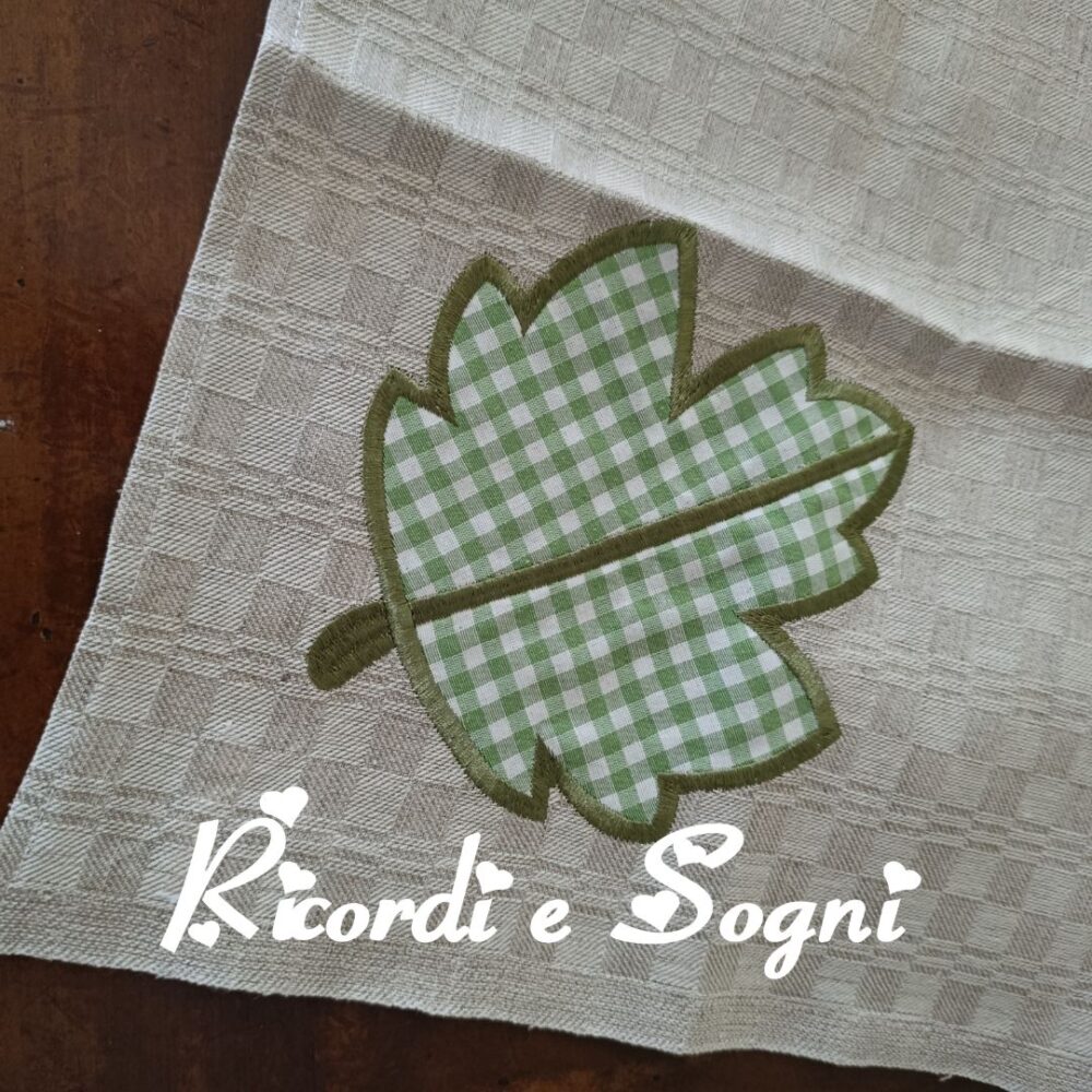 Asciugapiatti in Appliquè - Foglia Verde