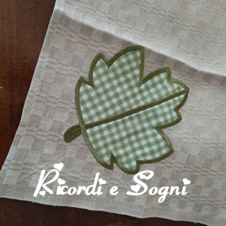 Asciugapiatti in Appliquè - Foglia Verde