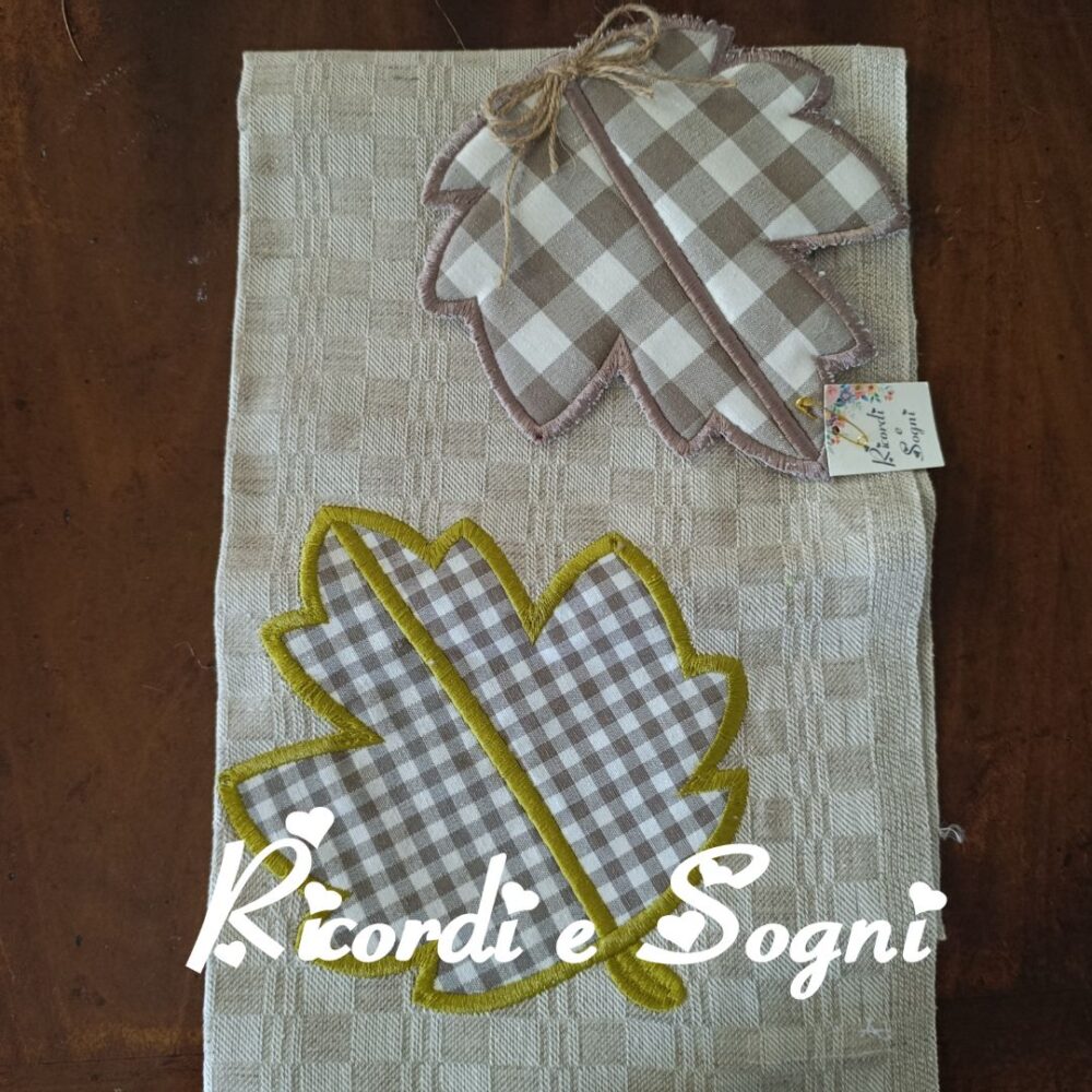 Asciugapiatti in Appliquè – Foglia Nocciola - immagine 2