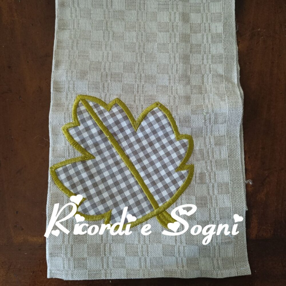 Asciugapiatti in Appliquè – Foglia Nocciola
