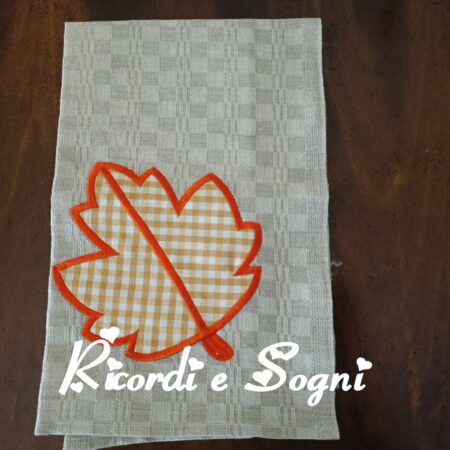 Asciugapiatti in Appliquè - Foglia Arancio