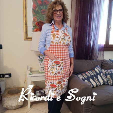 Foglie e Funghi d'Autunno - Grembiule Semplice in Arancione