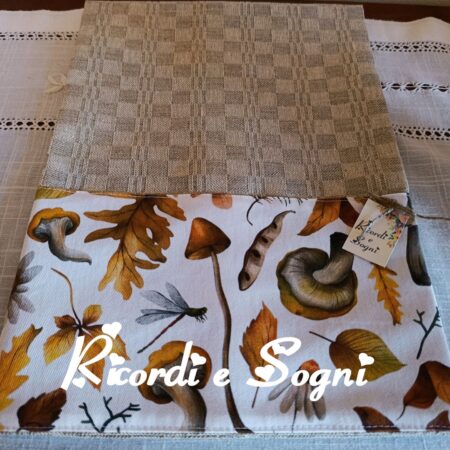 Foglie e Funghi d'Autunno - Asciugapiatti in Arancione