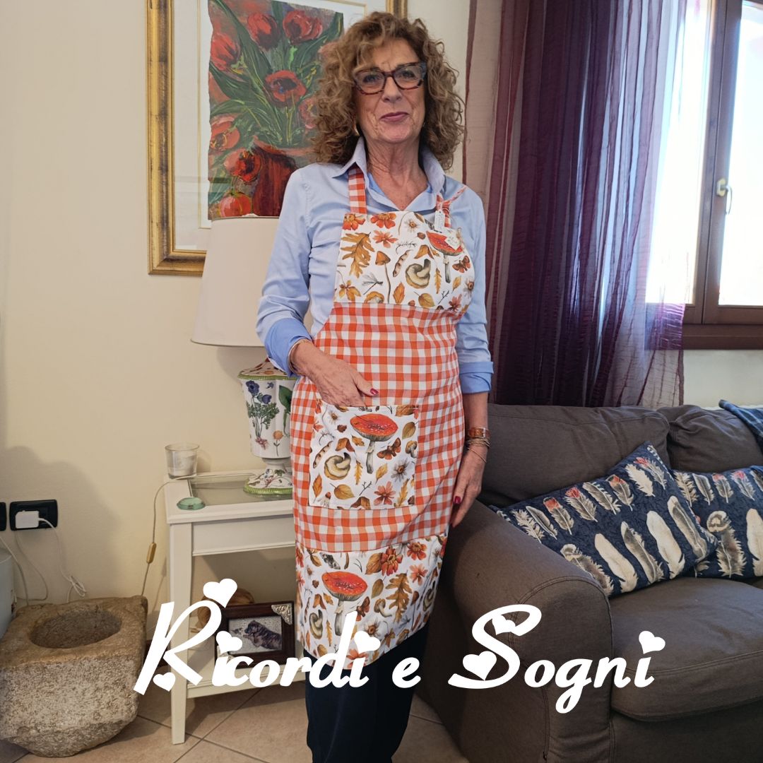 Foglie e Funghi d'Autunno - Cestino Porta Pane in Arancione con Coulisse - immagine 4