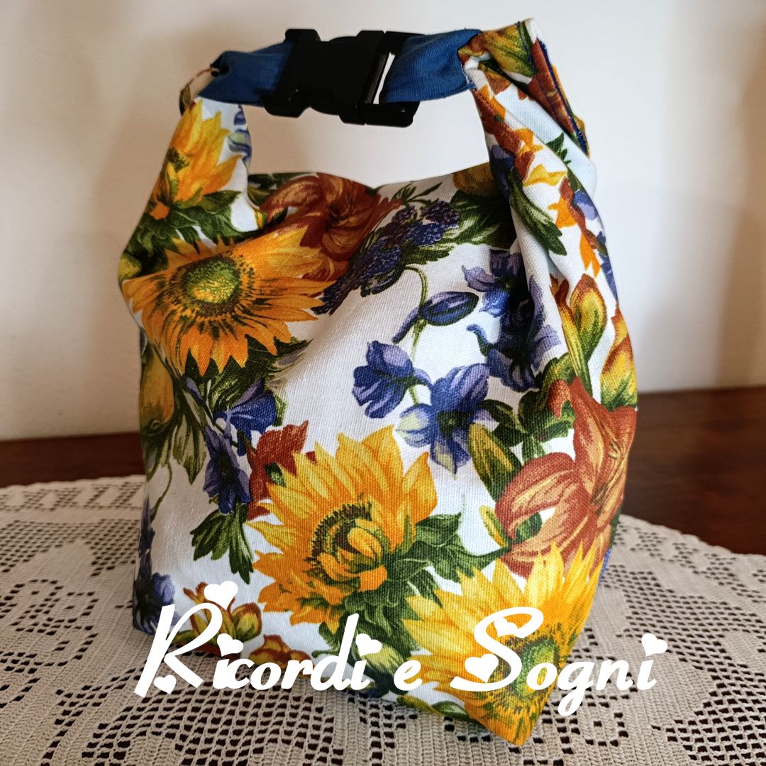 Borsa Porta Merenda Fantasia Fiorita