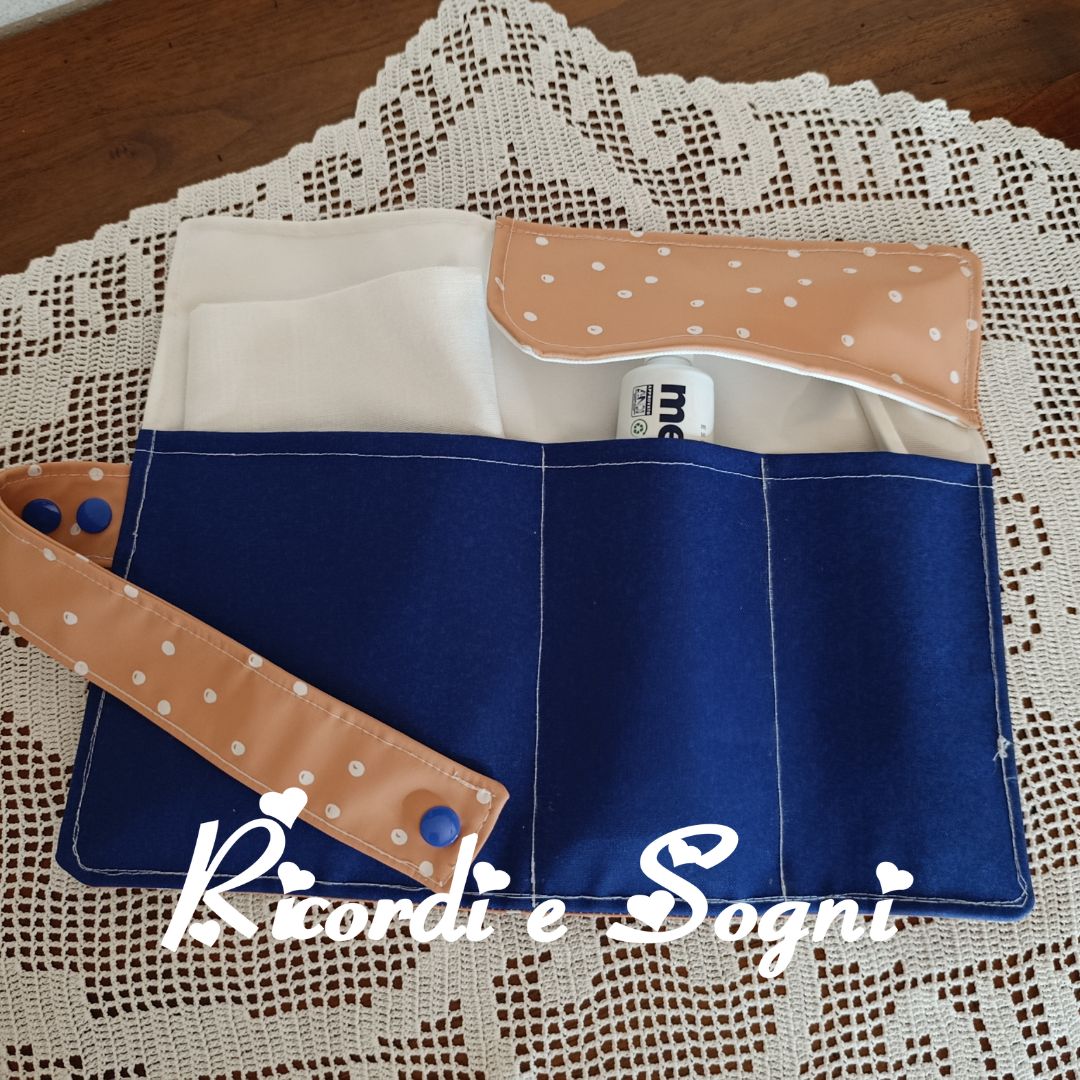 Porta Spazzolino e Dentifricio Color Pesca a Pois Bianchi