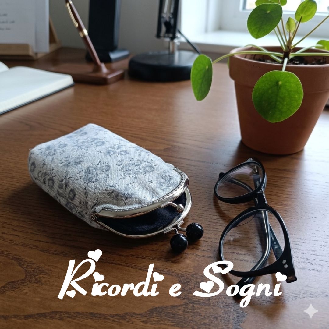 Porta Occhiali Beige Fiorito Biancogrigio