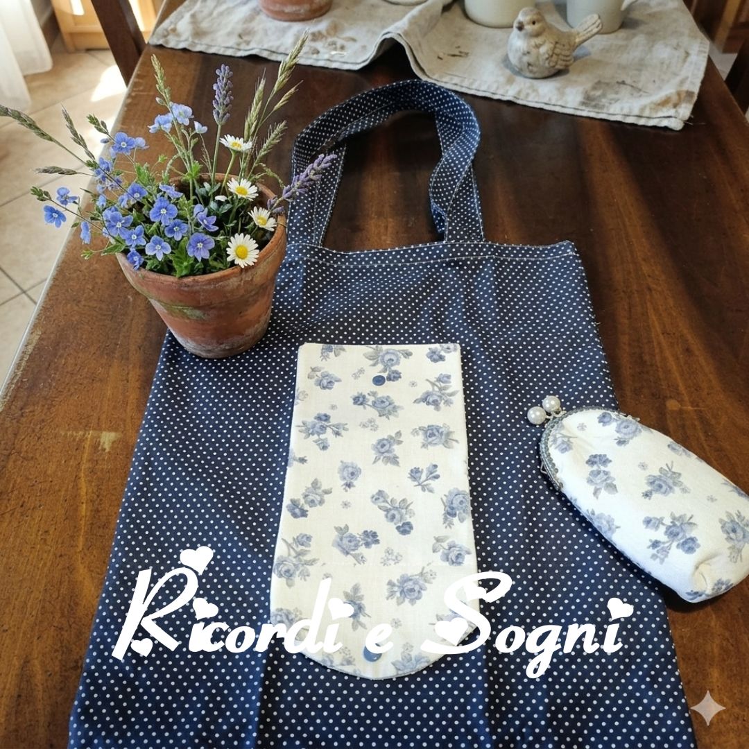 Porta Occhiali Fiorellini Grigio Azzurro - immagine 3